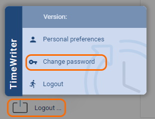 Log out menu with the option Change password