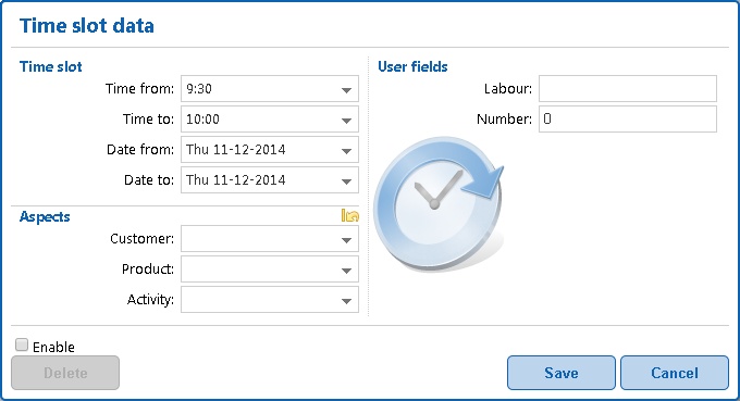 The screen for changing an hour booking in the web client