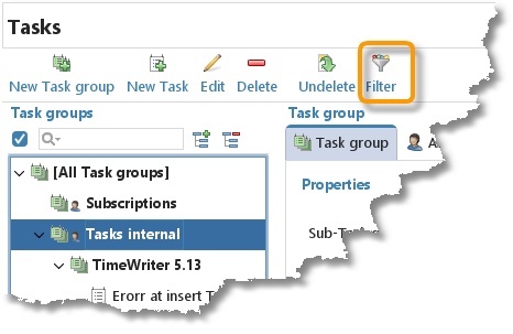 taakgroup tree filter