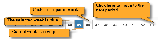 The week navigator with week numbers below the week grid