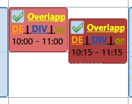 Overlapping bookings, coloured red