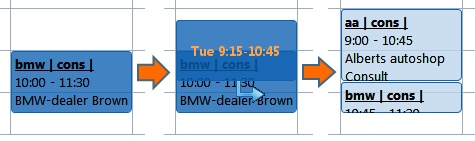 Placing a new time slot over existing bookings