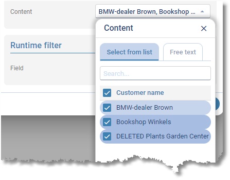 Window to change the contents of a filter