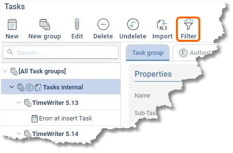 taakgroup tree filter
